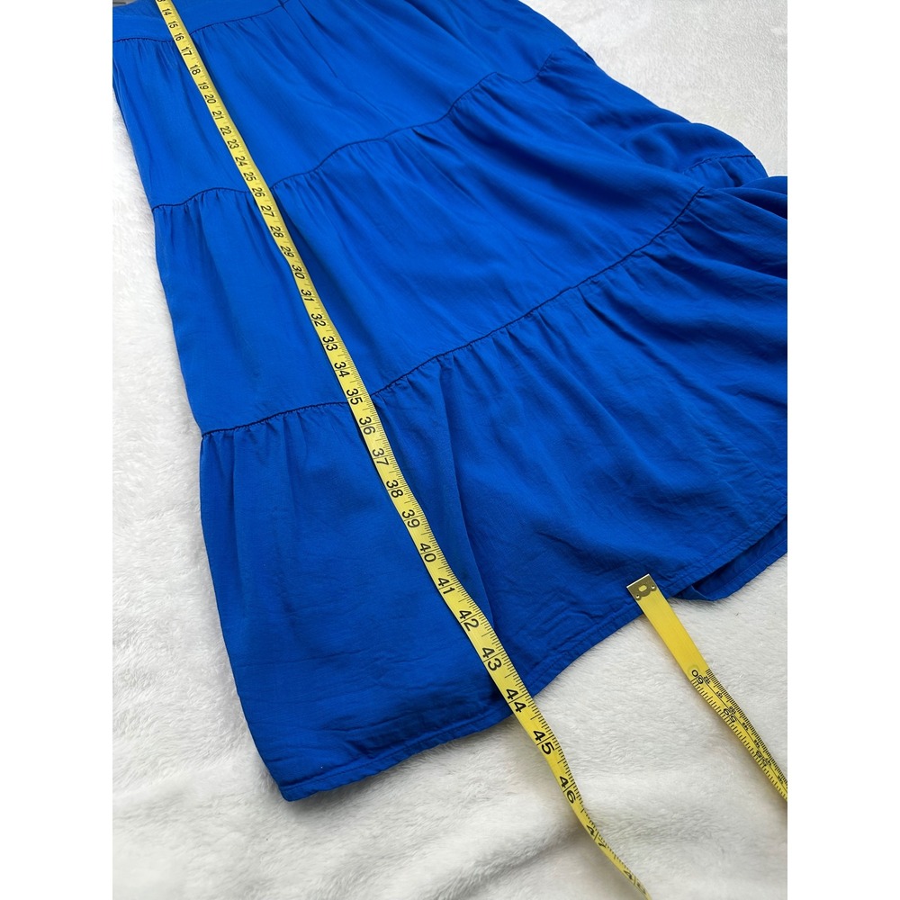 Ann Taylor Factory Royal Blue Tiered V-Neck Puff Sleeve Midi Dress Womens 6 - Picture 10 of 10